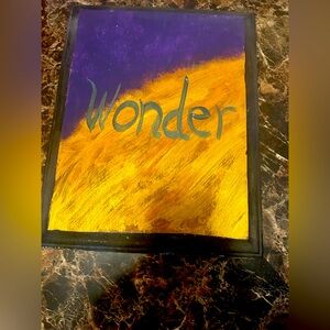 Abstract 'Wonder' Art Piece in Purple and Gold